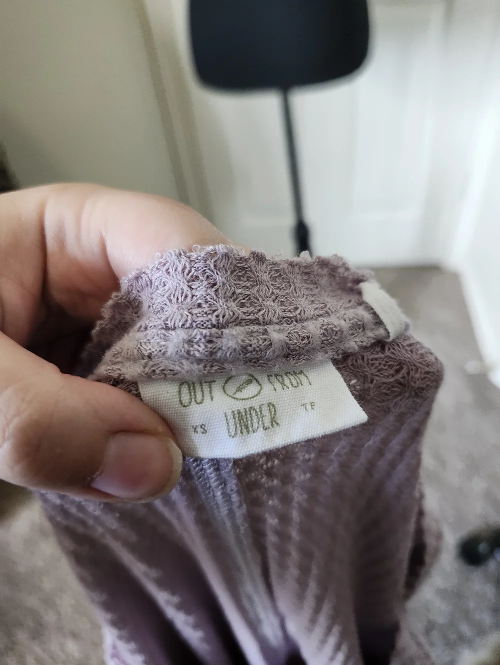 Out From Under Lavender Waffle Knit V-Neck Sweater